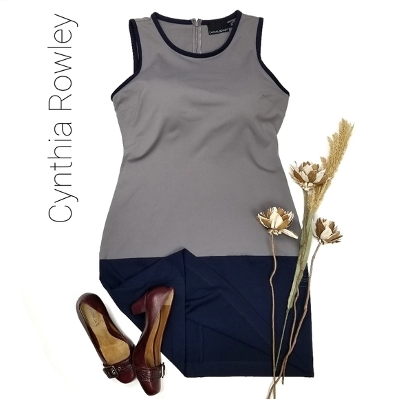 Cynthia Rowley Anthropology Grey Blue Color Block Dress Large - Picture 1 of 8